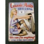 A VINTAGE STYLE CLASSIC AUTO TYRES TIN METAL GARAGE SIGN 30 X 20CM