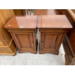 TWO SMALL EXIGENCE CHERRY WOOD CABINETS WITH SINGLE DOORS