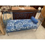 A BLUE METAL DAY BED