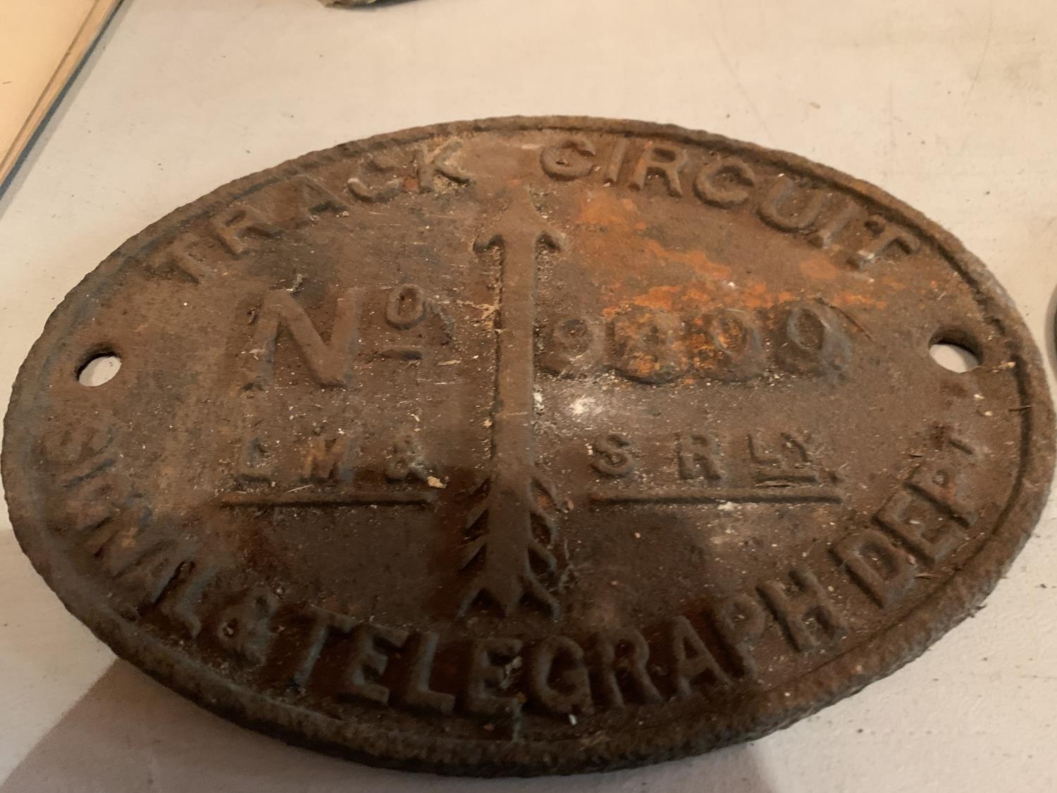 TWO CAST PLATES, ONE SAYING LMS BUILT 1884 DERBY AND THE OTHER TRACK CIRCUIT - Image 3 of 3