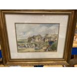 A WATERCOLOUR OF PORTHGWIDDIAN BAY, ST IVES BY HARRY NIXON (1886 - 1955) DATED 1952 (HARRY NIXON WAS