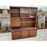 A G PLAN MAHOGANY CABINET WITH TWO LOWER DOORS AND DRAWERS AND TWO UPPER DOORS