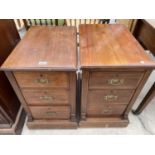TWO VICTORIAN MAHOGANY BEDSIDE CHESTS OF THREE DRAWERS