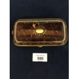 GOOD FRENCH TORTOISE SHELL MANICURE AND SPECTACLES CASE WITH GOLD FRIEZE INLAY AND A CENTRALISED