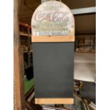 A VINTAGE STYLE REPRODUCTION WOODEN COCA COLA CHALKBOARD MENU SIGN