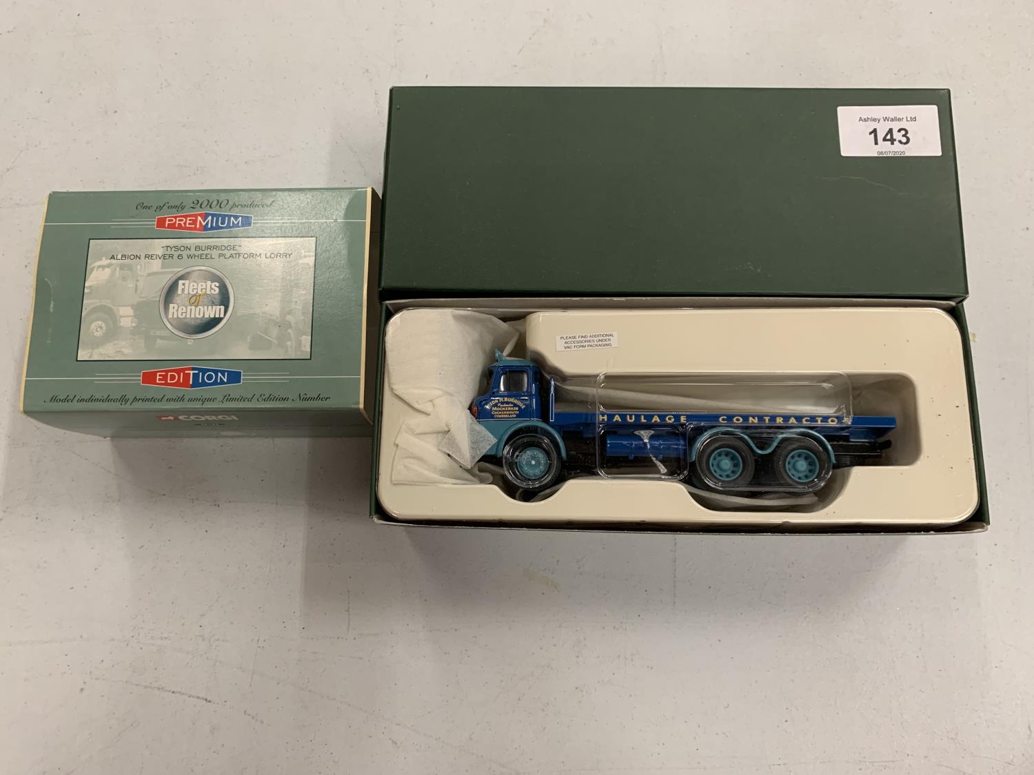 A LIMITED EDITION OF 2000 CORGI ALBION REIVER 6 WHEEL PLATFORM LORRY "TYSON BURRIDGE" 1:50 SCALE