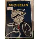 VINTAGE STYLE REPRODUCTION METAL MICHELIN MAN ON BIKE TYRES CAST SIGN 17.5X25CM