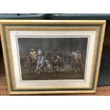 A D M DENT 'THE BRAVE AND THE BOLD' HORSE RACING LIMITED EDITION PRINT 198/380, FRAMED AND