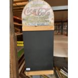 A VINTAGE STYLE REPRODUCTION WOODEN COCA COLA CHALKBOARD MENU SIGN