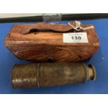 A LEATHER MARINE TELESCOPE AND CASE DOLLOND LONDON