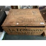 A VINTAGE WOODEN COLMANS STARCH BOX 'J & J COLMAN PATENT WHITE STARCH