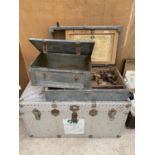 THREE VINTAGE TOOL BOXES TO INCLUDE AN ALUMINIUM CHEST ETC