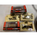 FIVE BOXED TOY CARS AND BUSES TO INCLUDE CORGI