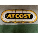 A VINTAGE STYLE ENAMEL 'ATCOST' SIGN