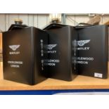 A SET OF THREE GRADUATED VINTAGE STYLE BENTLEY MOTOR OIL STORAGE CANS