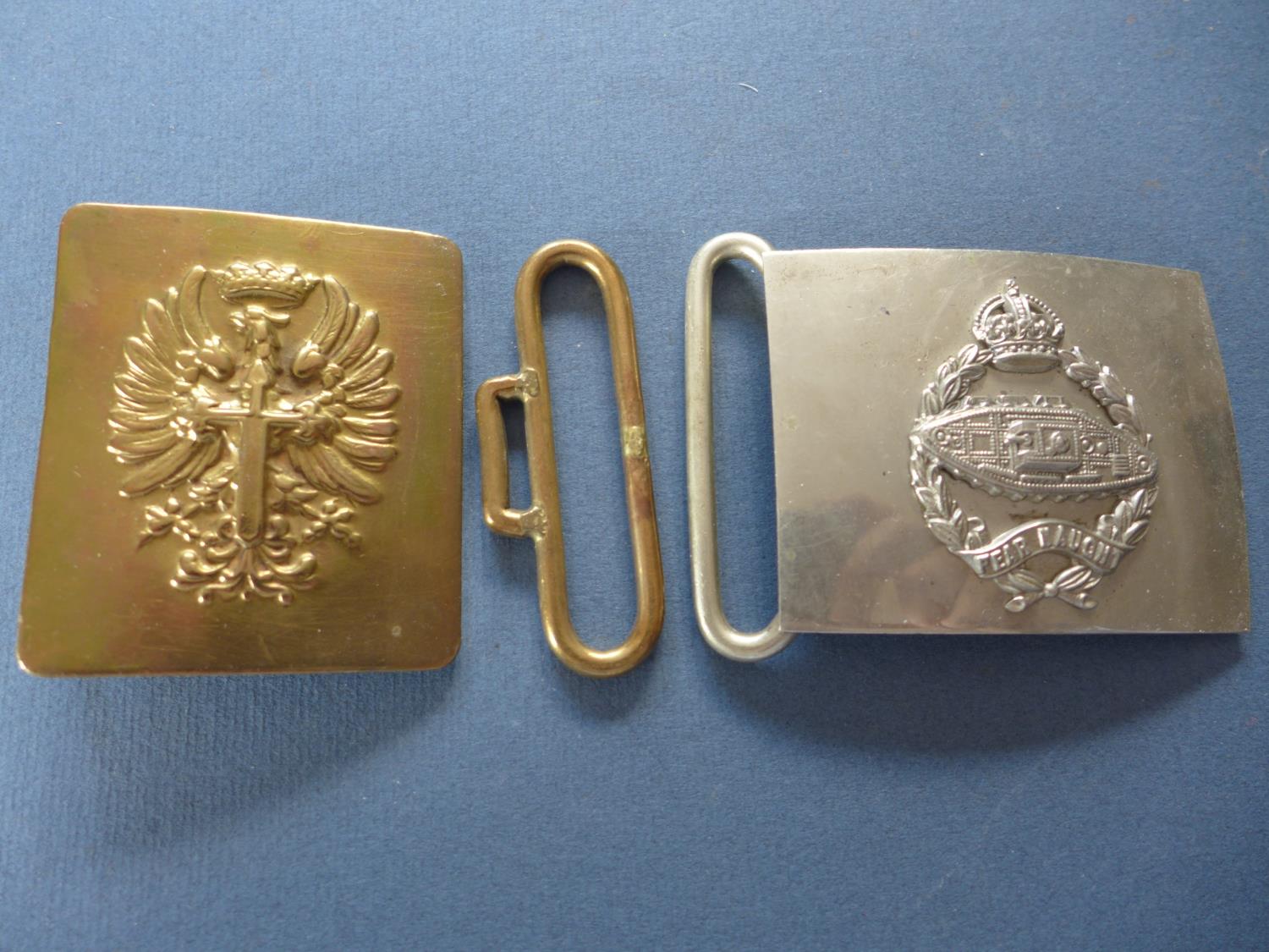 A ROYAL ENGINEERS BUCKLE AND ONE OTHER