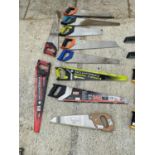 TEN VARIOUS HAND SAWS