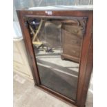 A MAHOGANY CORNER CABINET WITH SINGLE GLAZED DOOR