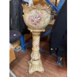 A CROWN DEVON JARDINIERE ON STAND