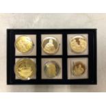 SIX BOXED VARIOUS COMM COINS AND CROWNS
