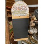 A VINTAGE STYLE REPRODUCTION WOODEN COCA COLA CHALKBOARD MENU SIGN