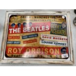 A VINTAGE STYLE METAL FRAMED 'THE BEATLES' WALL ART PICTURES 44CM