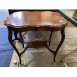 A MAHOGANY SIDE TABLE WITH LOWER SHELF