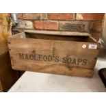 A MACLEODS SOAPS WOODEN BOX