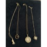 FOUR SILVER NECKLACES