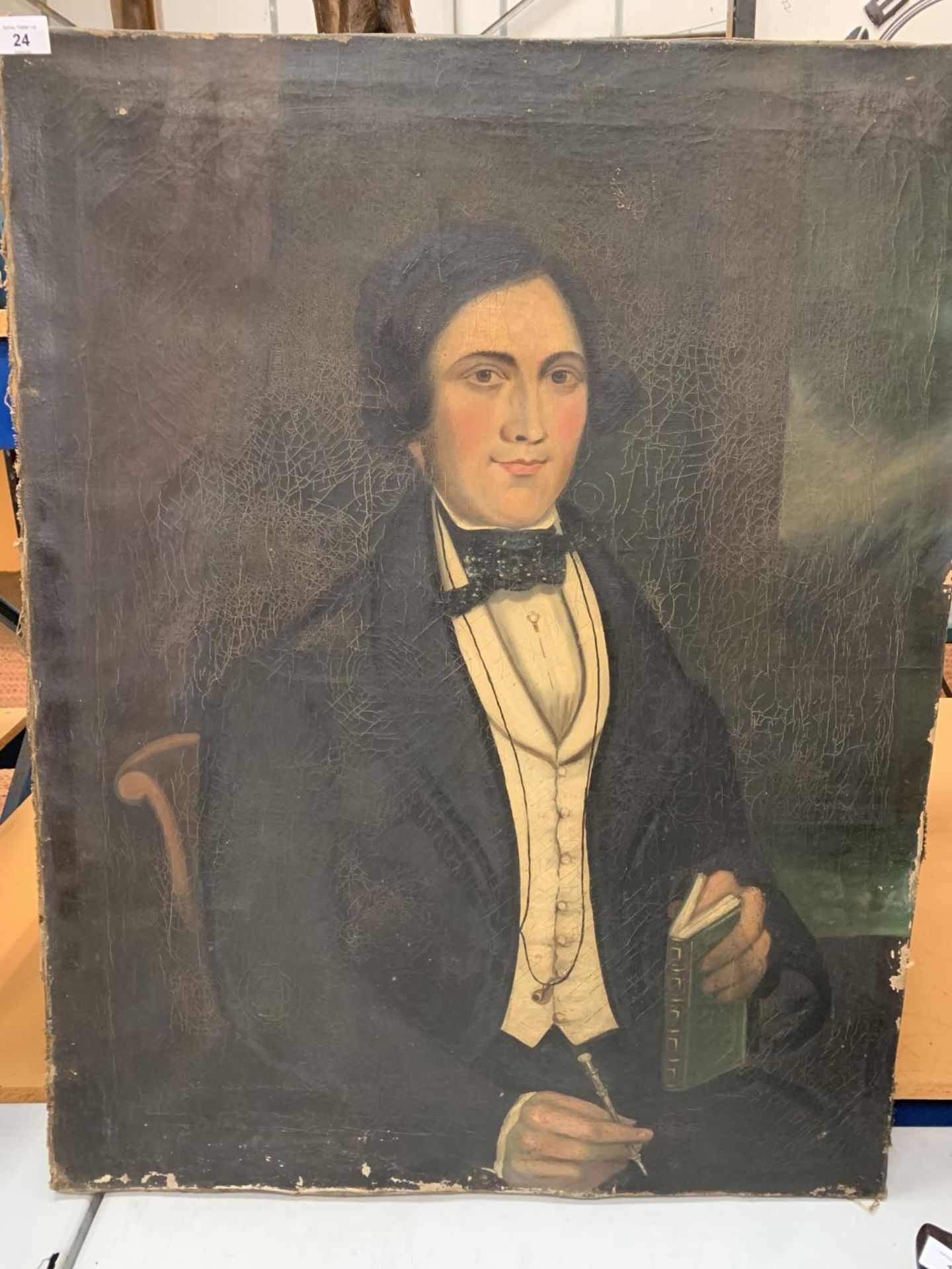 AN EARLY GEORGIAN PORTRAIT OIL ON CANVAS BELIEVED TO BE PART OF THE MONCRIEFF GLASS FAMILY - Image 2 of 2