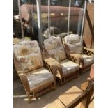 THREE WICKER CONSERVATORY ARMCHAIRS