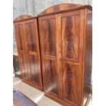 TWO CHARLES BARR MAHOGANY DOUBLE WARDROBES