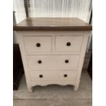 A PINE AND PAINTED CHEST OF TWO SHORT AND TWO LONG DRAWERS