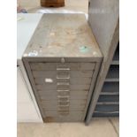 A METAL TEN DRAWER FILING CABINET