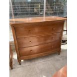 A WILLIS AND GAMBIER CHERRY WOOD CHEST OF THREE DRAWERS