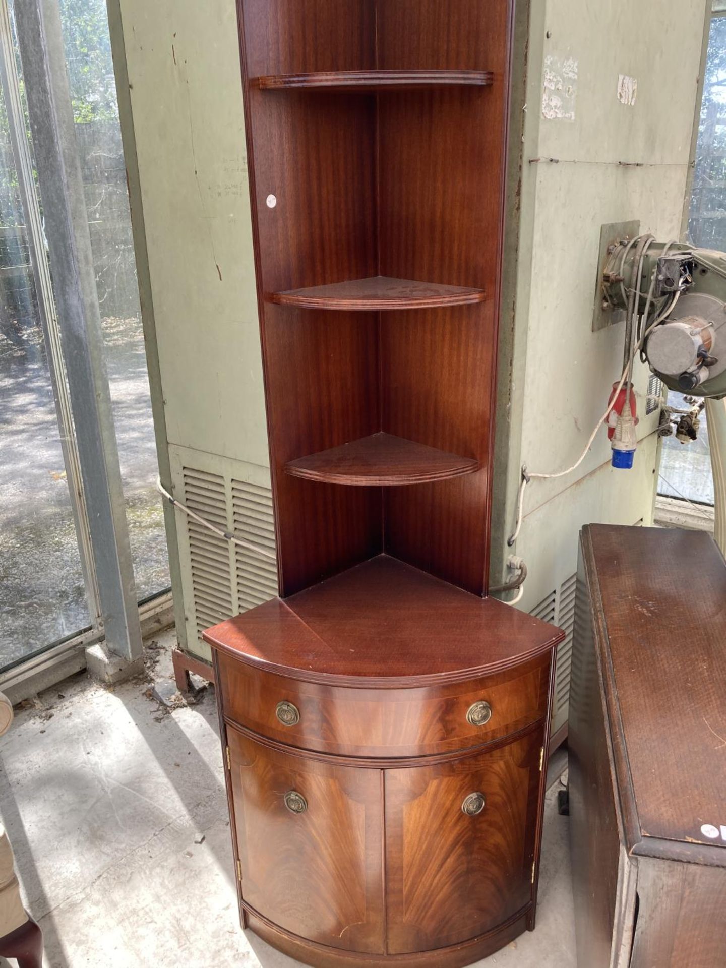 A MAHOGANY CORNER CABINET AND AN MAHOGANY DROP LEAF DINING TABLE - Image 2 of 3