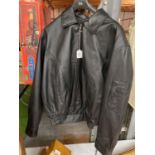 A BLACK LEATHER JACKET