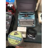 A BROTHER DELUX TYPEWRITER AND BOOTS SIMPLEX SCREEN AND TRAVEL IRON