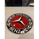 A MERCEDES BENZ METAL ADVERTSING SIGN