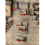 SEVEN VARIOUS SIZED CLAMPS