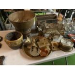 LARGE SELECTION OF BRASSWARE - CLOCK/TRIVET STANDS ETC