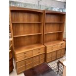 TWO NATHAN TEAK BOOKCASE CABINETS