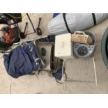 VARIOUS ITEMS TO INLCUDE A GALVANISED BUCKET, BREAD BIN, BACK PACK SPARES ETC