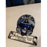 A SCHNEIDER RACING METAL ADVERTSING SIGN