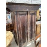 A PITCH PINE CABINET WITH TWO DOORS