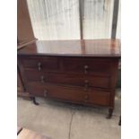 A MAHOGANY DRESSER BASE WITH TWO LONG AND TWO SHORT DRAWERS