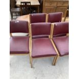 FIVE BEECH AND LEATHERETTE DINING CHAIRS