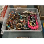 A TUB OF COSTUME JEWELLERY