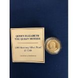 GUERNSEY , 1999 , ?QUEEN MOTHER? , SILVER PROOF £1 COIN , ENCAPSULATED , WITH COA