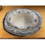 6 X BLUE AND WHITE MEAT PLATES